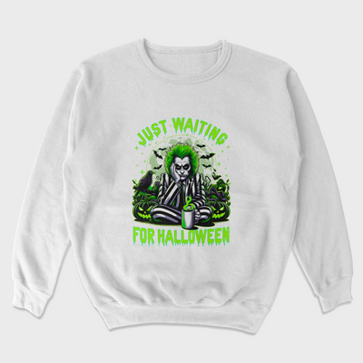 Moletom Gola Redonda Unissex Just Waiting For Halloween Beetlejuice