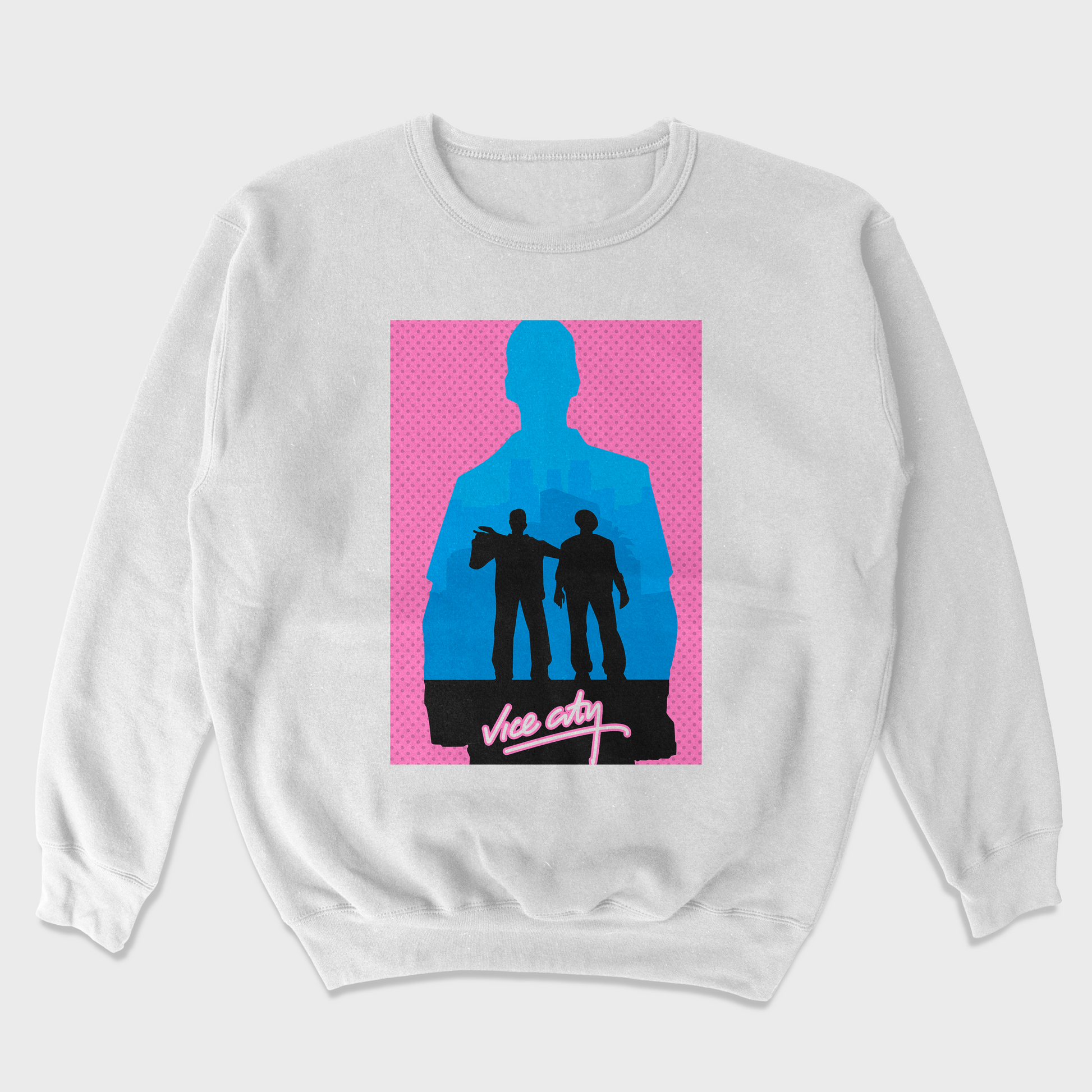 Moletom Gola Redonda Unissex GTA Game Vice City Branco