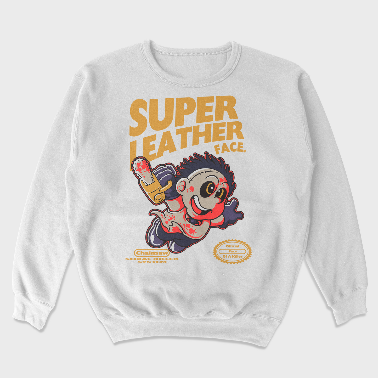 Moletom Gola Redonda Unissex Super Mario Leather Face