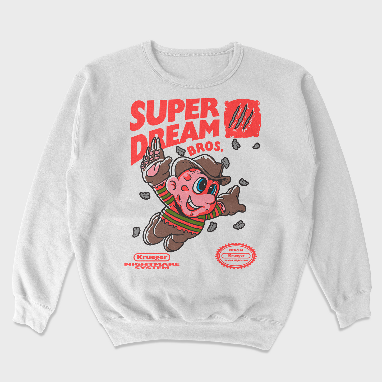 Moletom Gola Redonda Unissex Super Mario Freddy Krueger