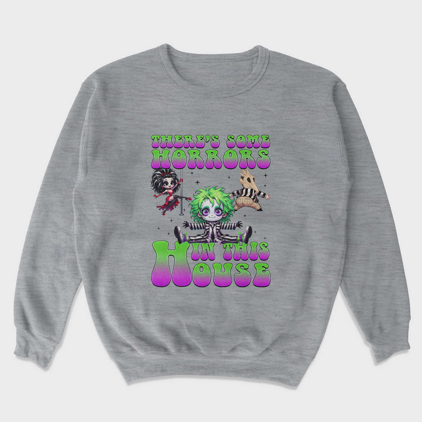 Moletom Gola Redonda Unissex Beetlejuice There's Some Horrors