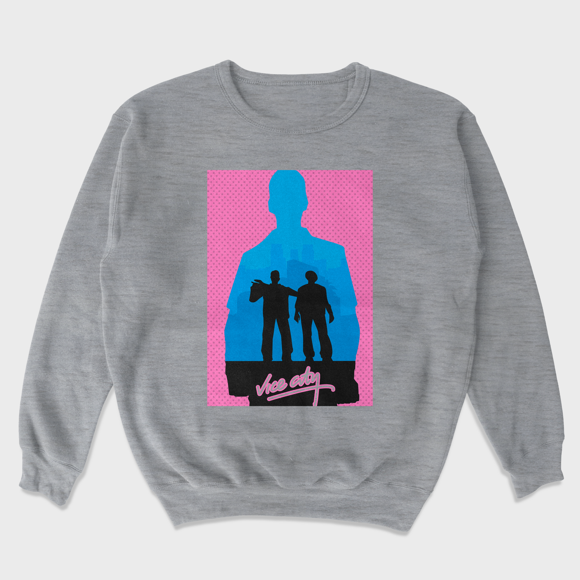 Moletom Gola Redonda Unissex GTA Game Vice City Cinza