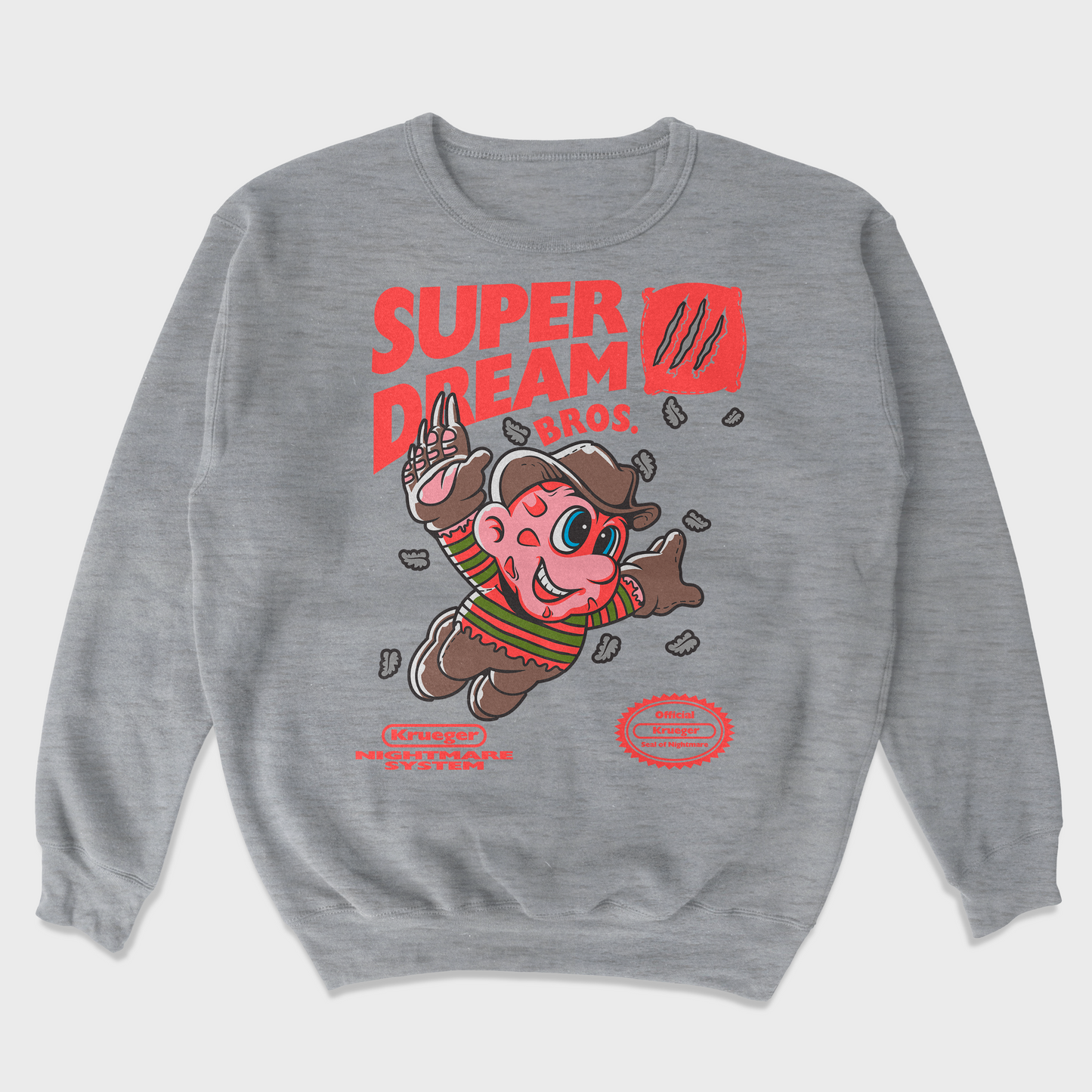 Moletom Gola Redonda Unissex Super Mario Freddy Krueger