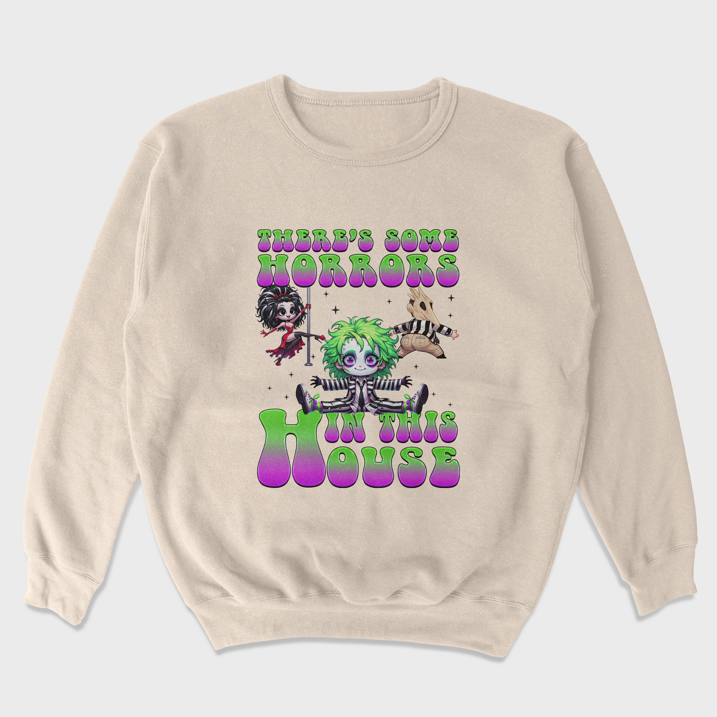 Moletom Gola Redonda Unissex Beetlejuice There's Some Horrors