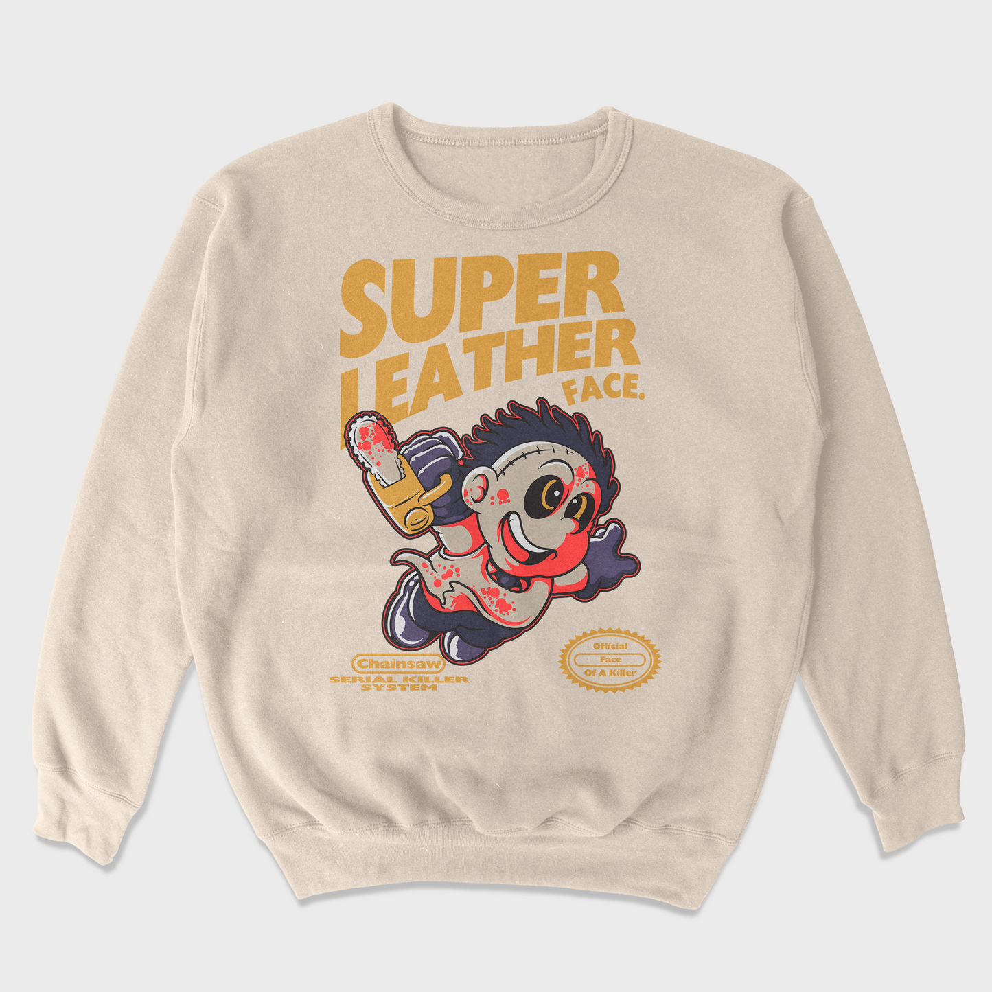 Moletom Gola Redonda Unissex Super Mario Leather Face