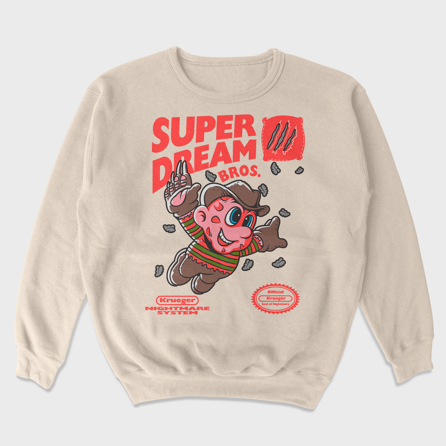 Moletom Gola Redonda Unissex Super Mario Freddy Krueger
