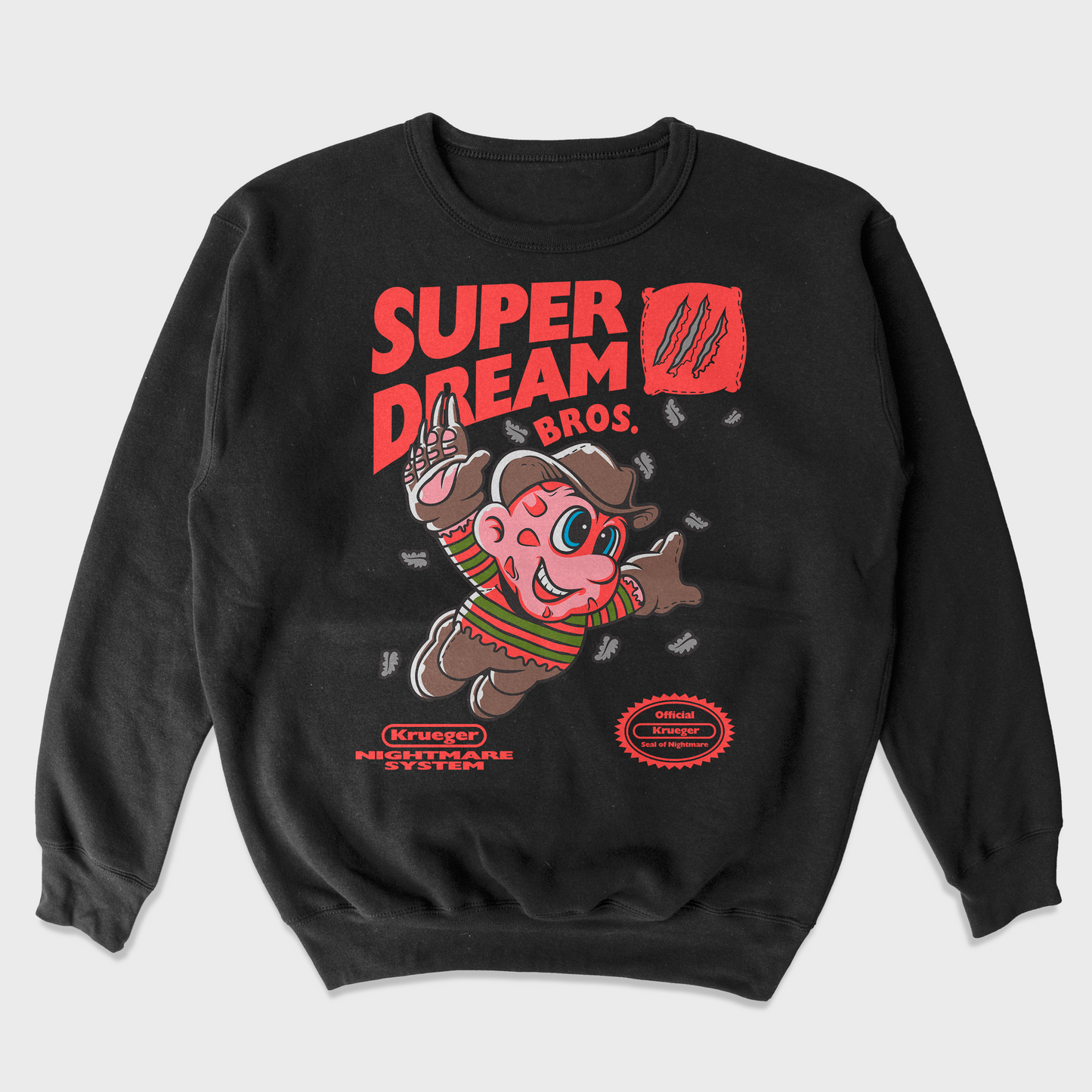 Moletom Gola Redonda Unissex Super Mario Freddy Krueger