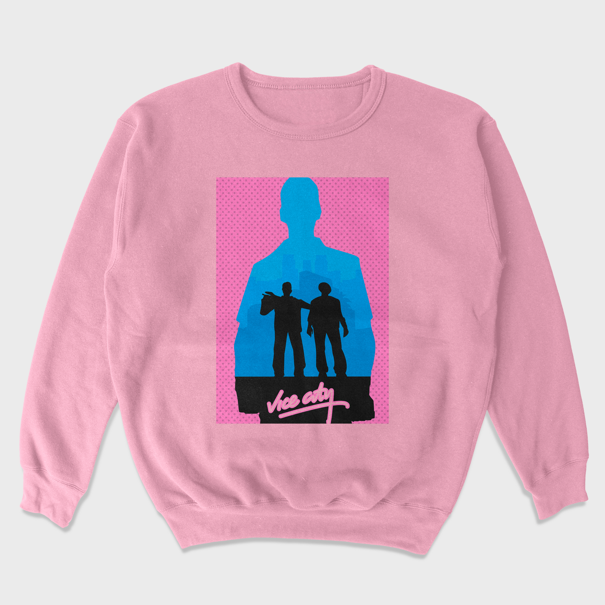 Moletom Gola Redonda Unissex GTA Game Vice City Rosa Bebê