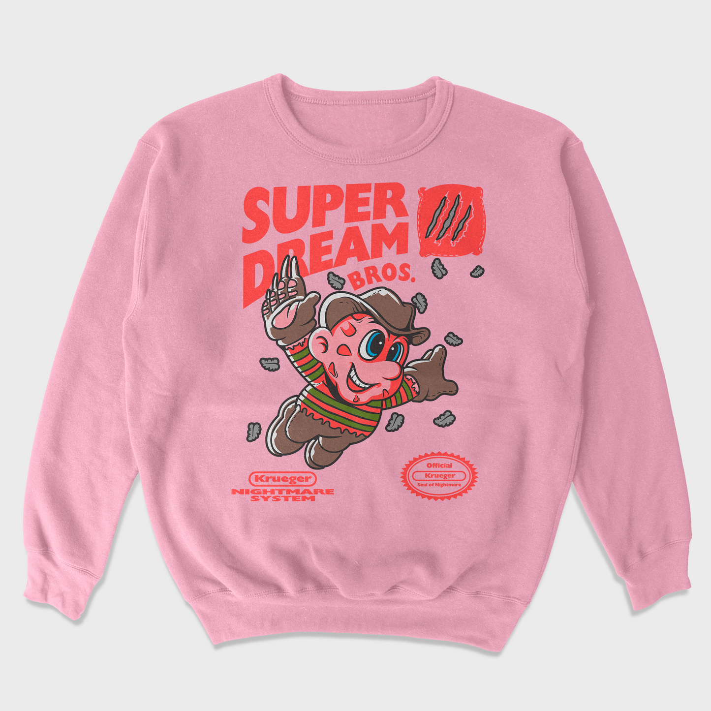 Moletom Gola Redonda Unissex Super Mario Freddy Krueger