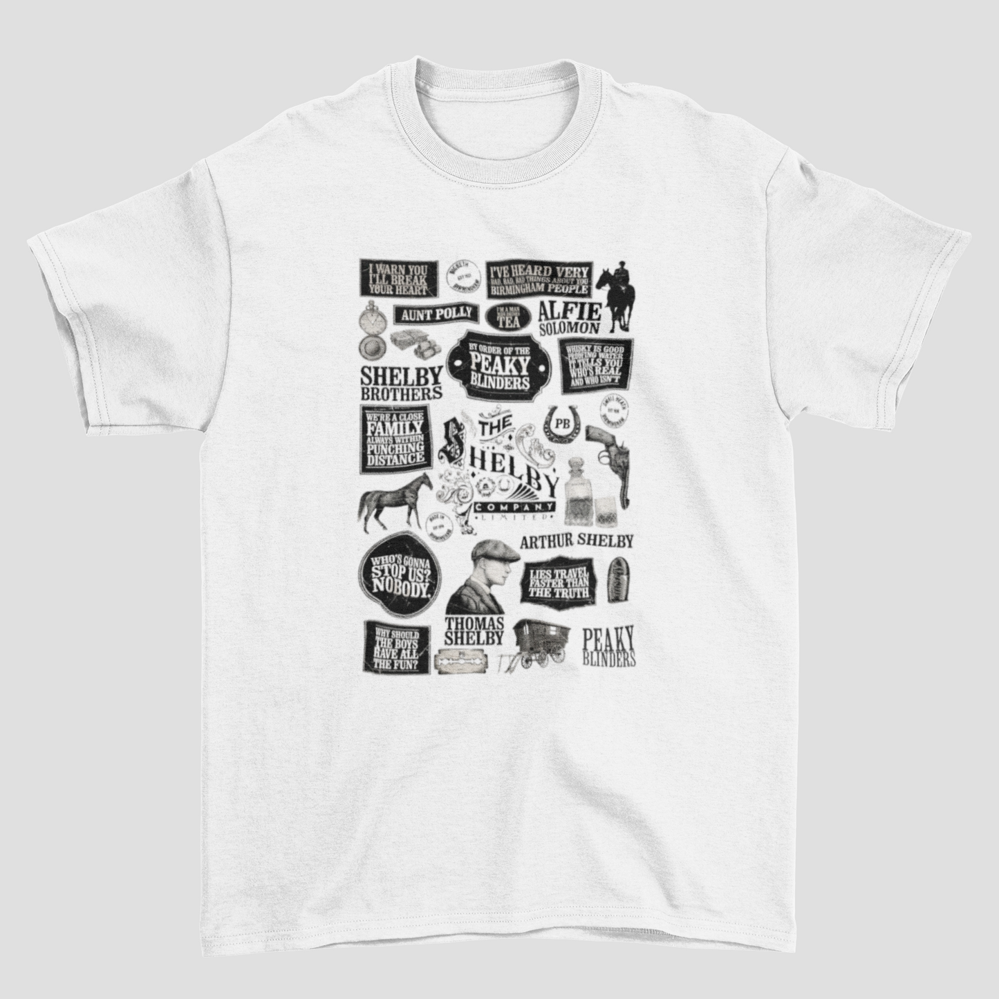 Camiseta Básica Unissex Peaky Blinders Icons Graphic