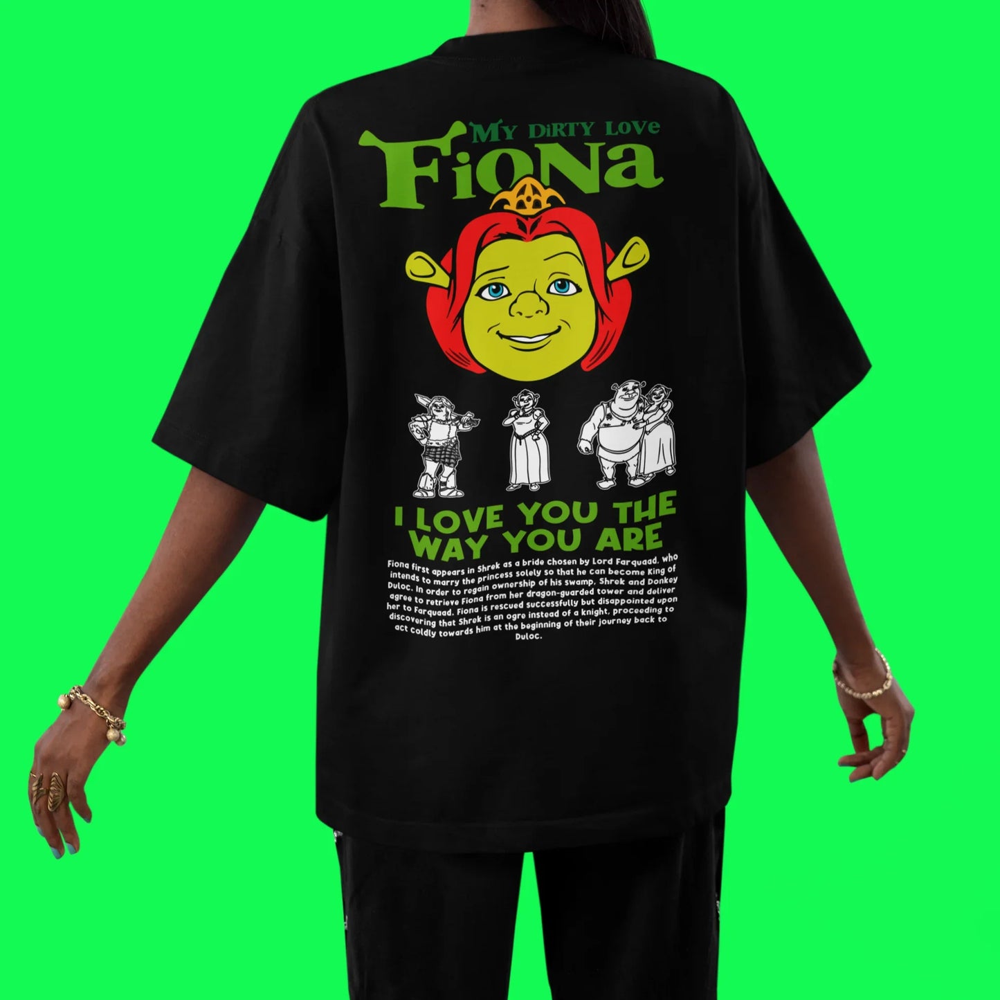Camiseta Oversized Shrek My Dirty Love Fiona