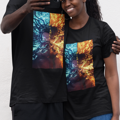 Camiseta Básica Unissex Demon Slayer Nezuko & Zenitsu