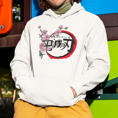Moletom Canguru Anime Flores Demon Slayer Nezuko Kamado Kimetsu No Yaiba