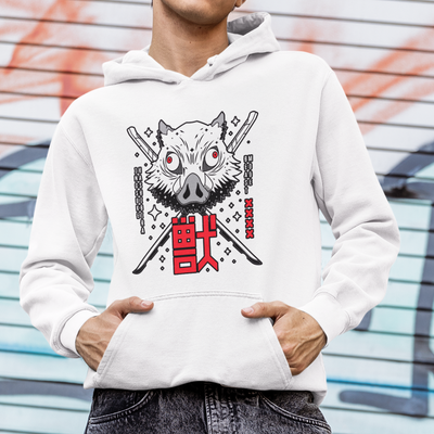 Moletom Canguru Demon Slayer Inosuke Mascara Kanji
