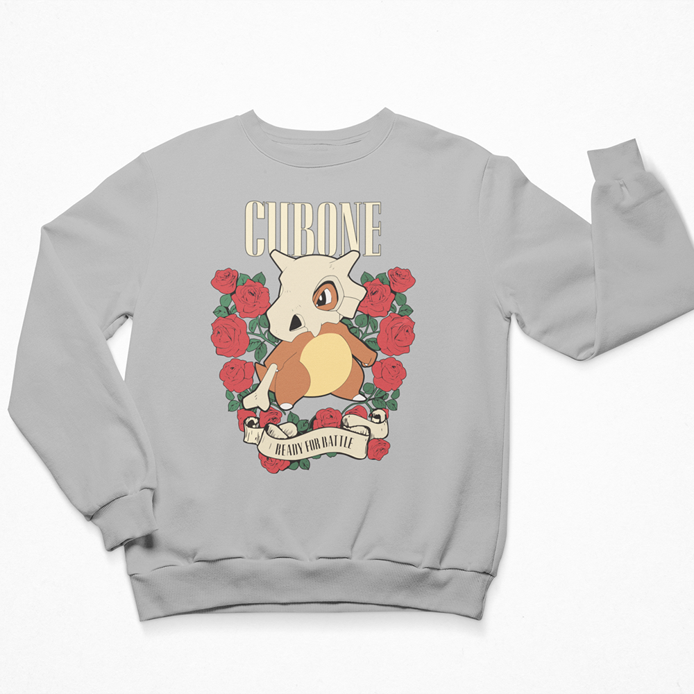 Moletom Gola Redonda Cubone Ready For Battle Cor Cinza