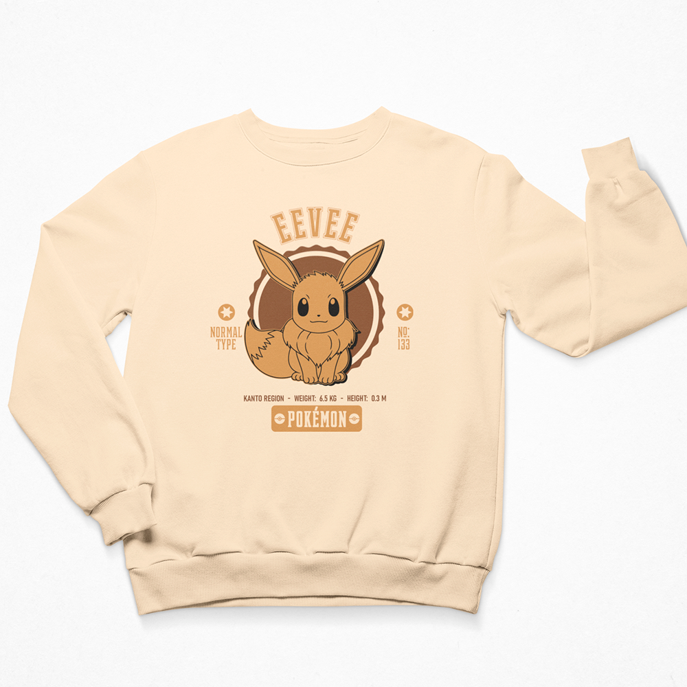 Moletom Gola Redonda pérola Eevee Cute Pokemon
