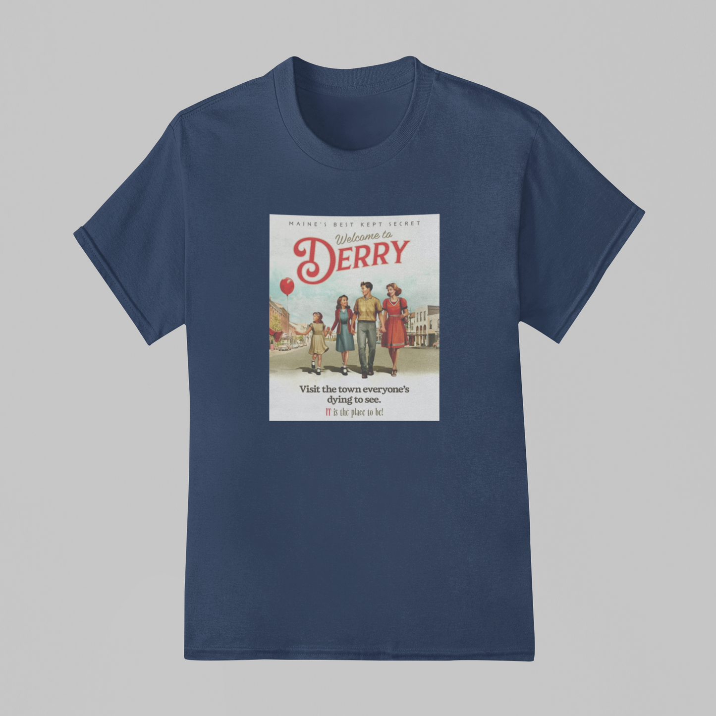 Camiseta Básica Unissex IT: Bem Vindos a Derry Retro Poster