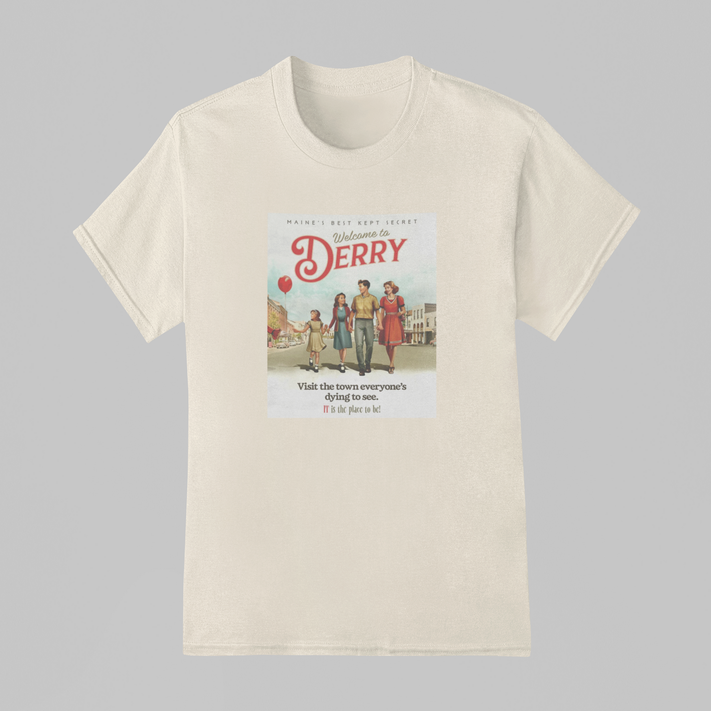Camiseta Básica Unissex IT: Bem Vindos a Derry Retro Poster