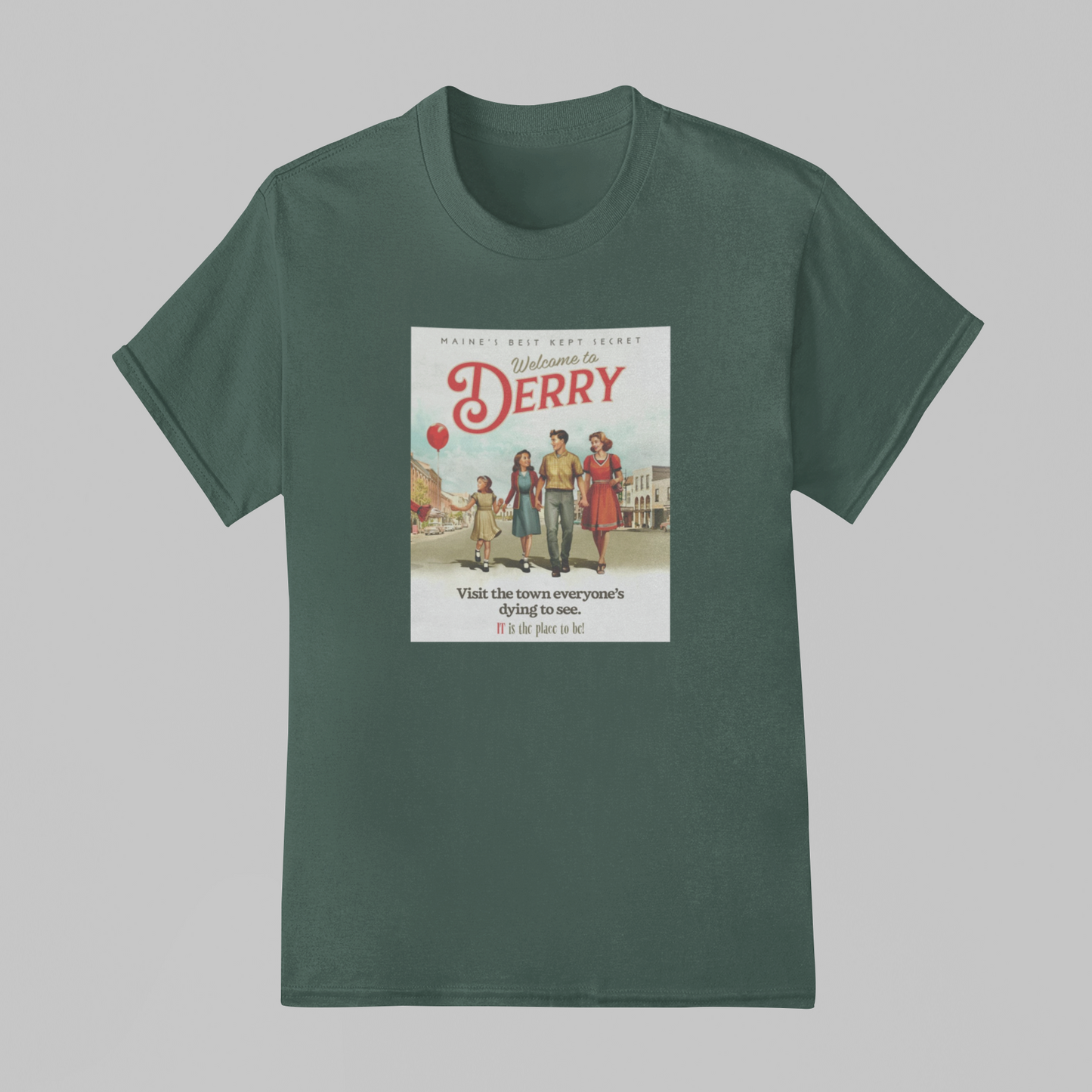 Camiseta Básica Unissex IT: Bem Vindos a Derry Retro Poster