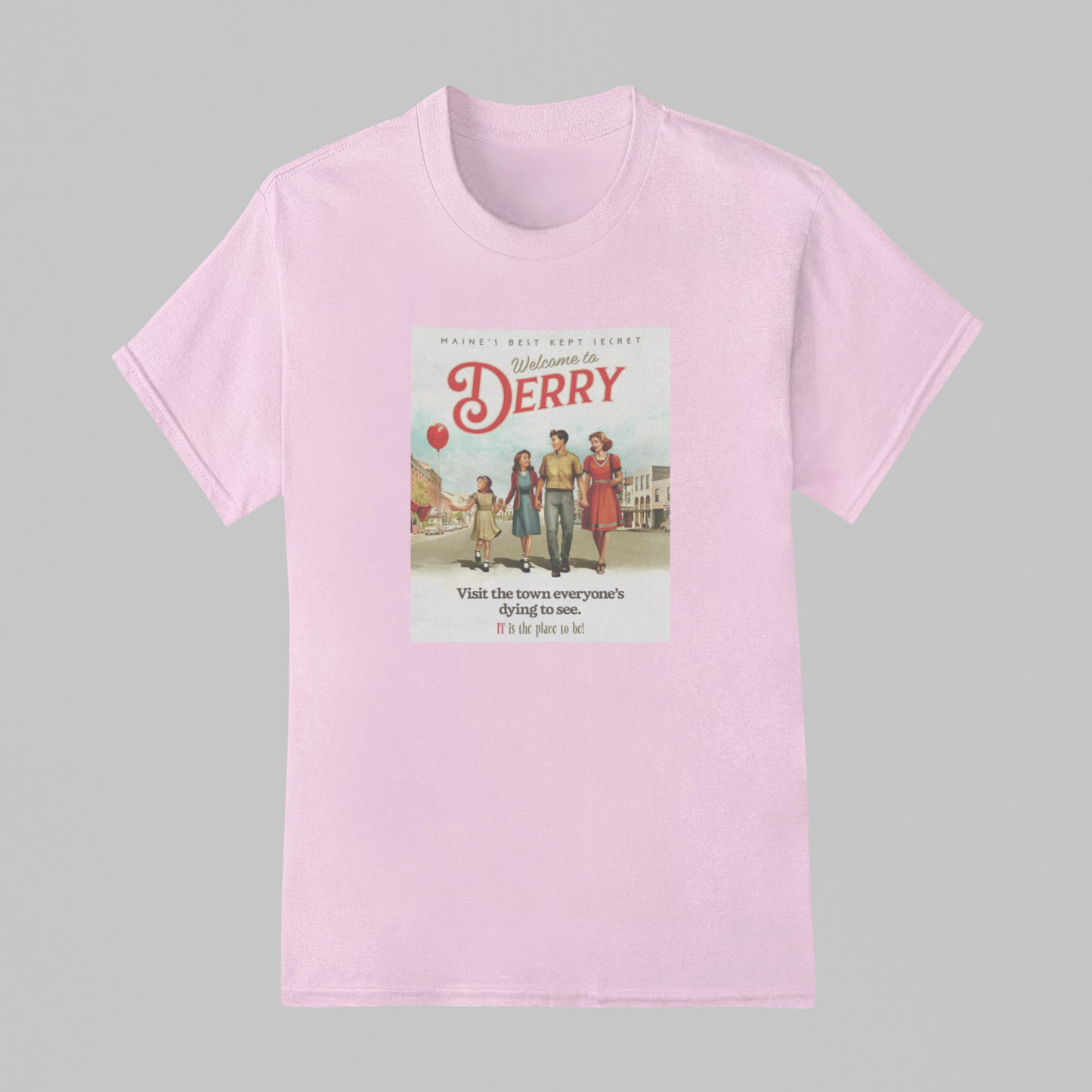 Camiseta Básica Unissex IT: Bem Vindos a Derry Retro Poster