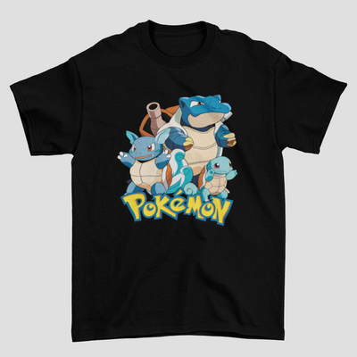 Camiseta Básica Unissex Pokemon Squirtle Evolution