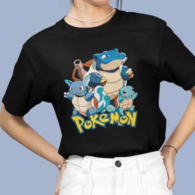 Camiseta Básica Unissex Pokemon Squirtle Evolution