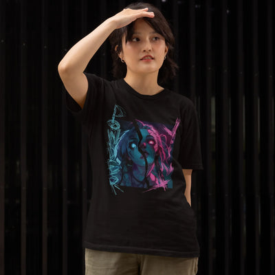 Camiseta Básica Unissex Arcane Jinx and Powder Face
