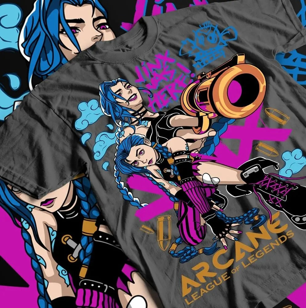 Camiseta Básica Unissex Arcane Jinx Was Here! Cinza
