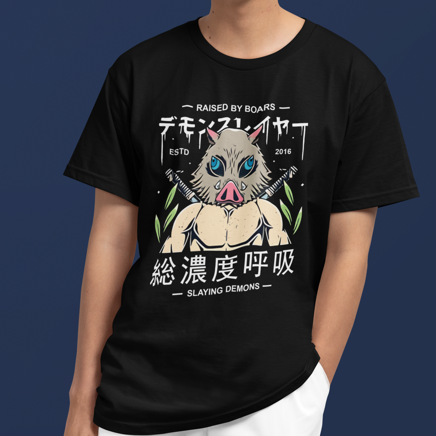 Camiseta Básica Unissex Demon Slayer Anime Hashibira Inosuke