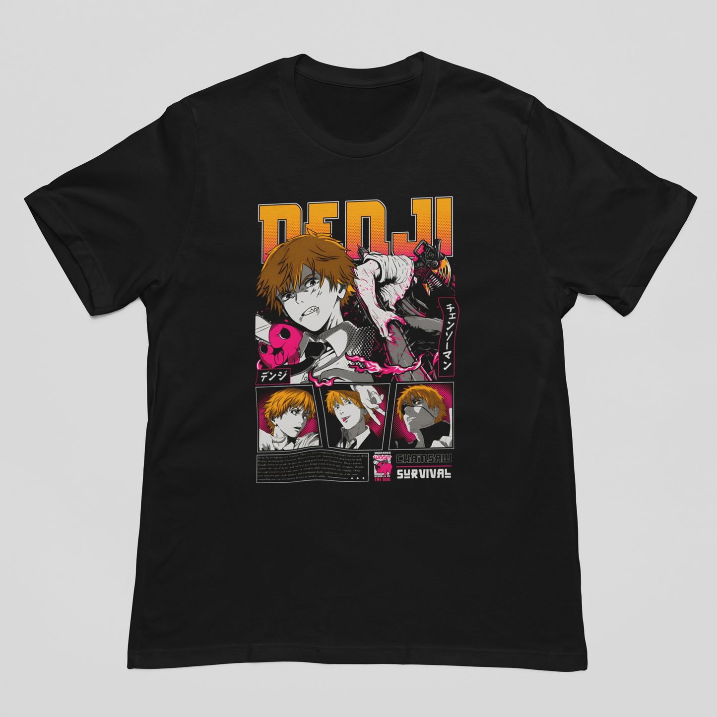 Camiseta Básica Unissex Chainsaw Man Denji Collage