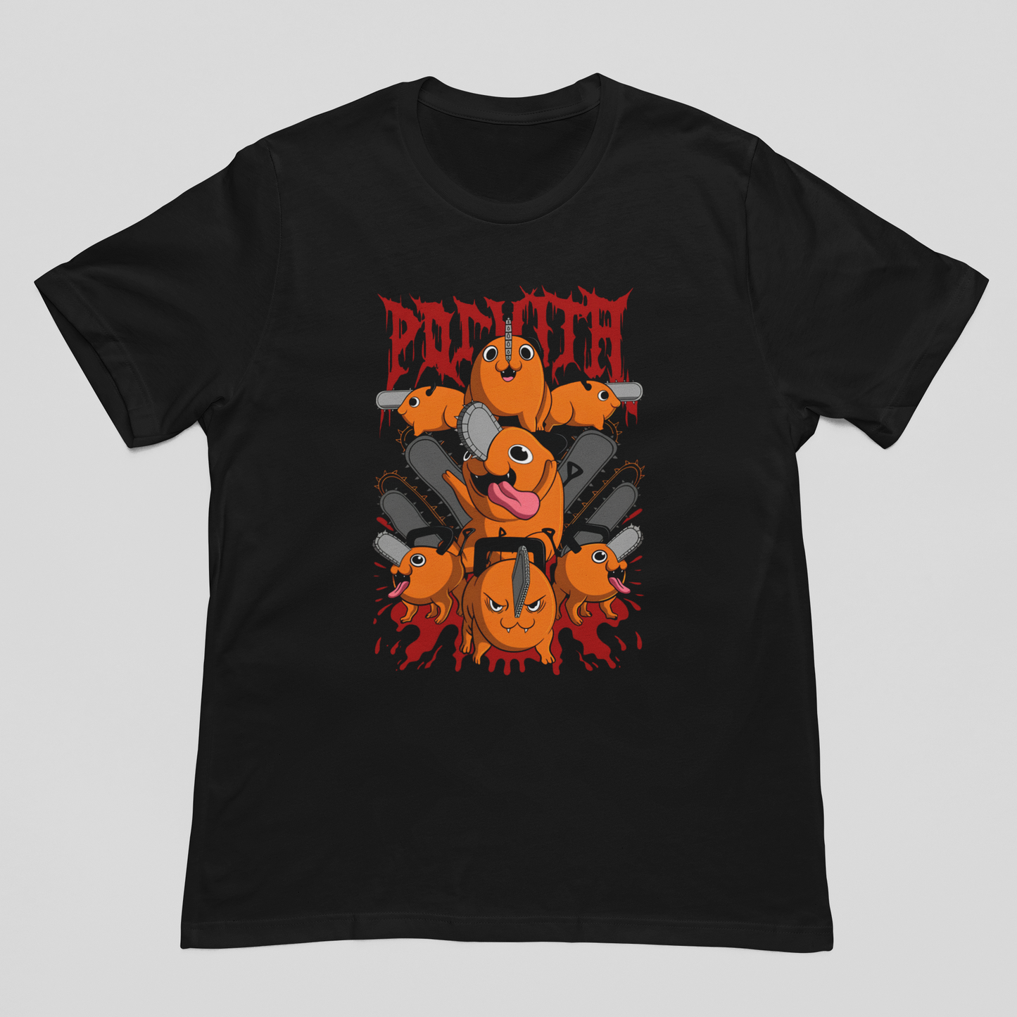 Camiseta Básica Unissex Chainsaw Man Pochita Collage