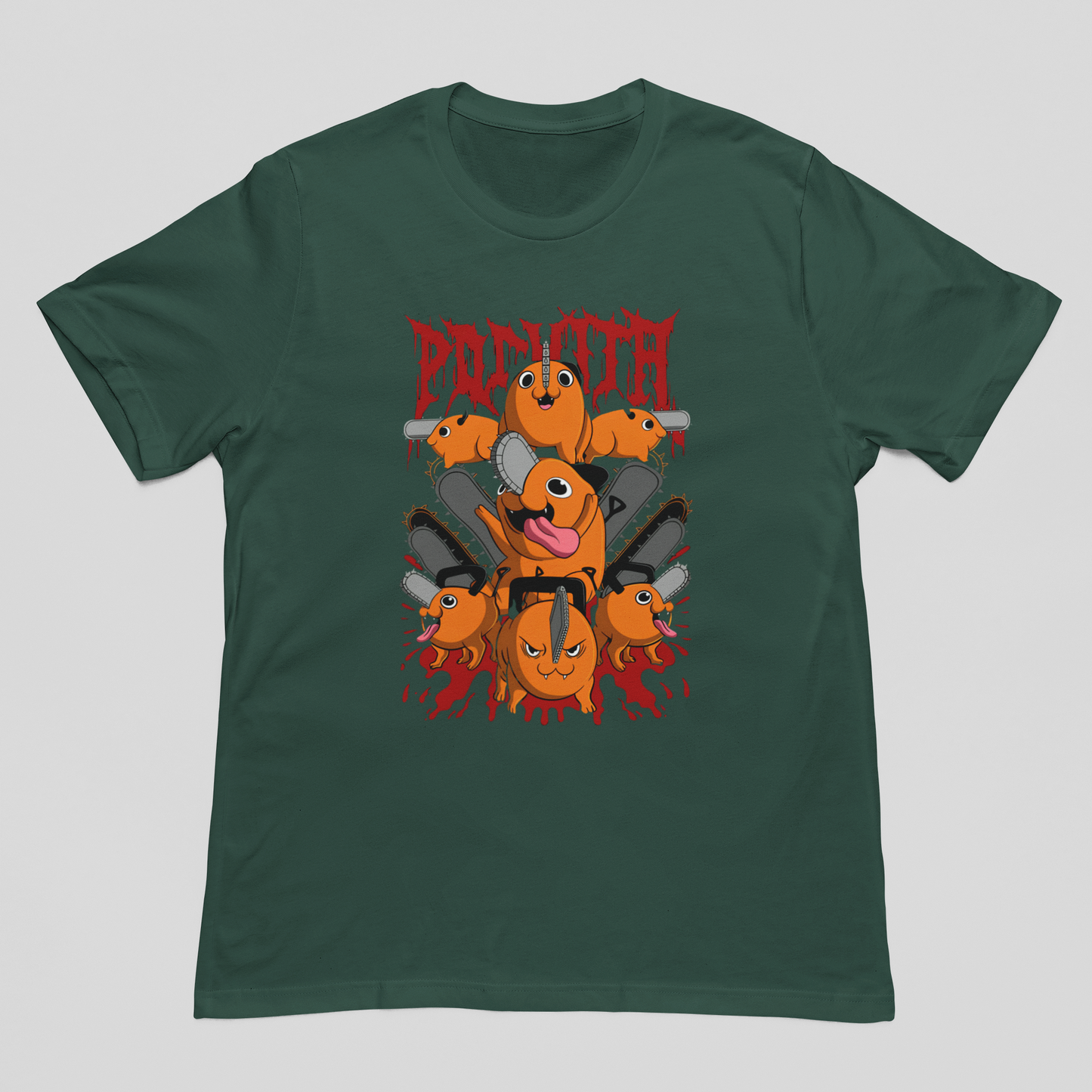 Camiseta Básica Unissex Chainsaw Man Pochita Collage