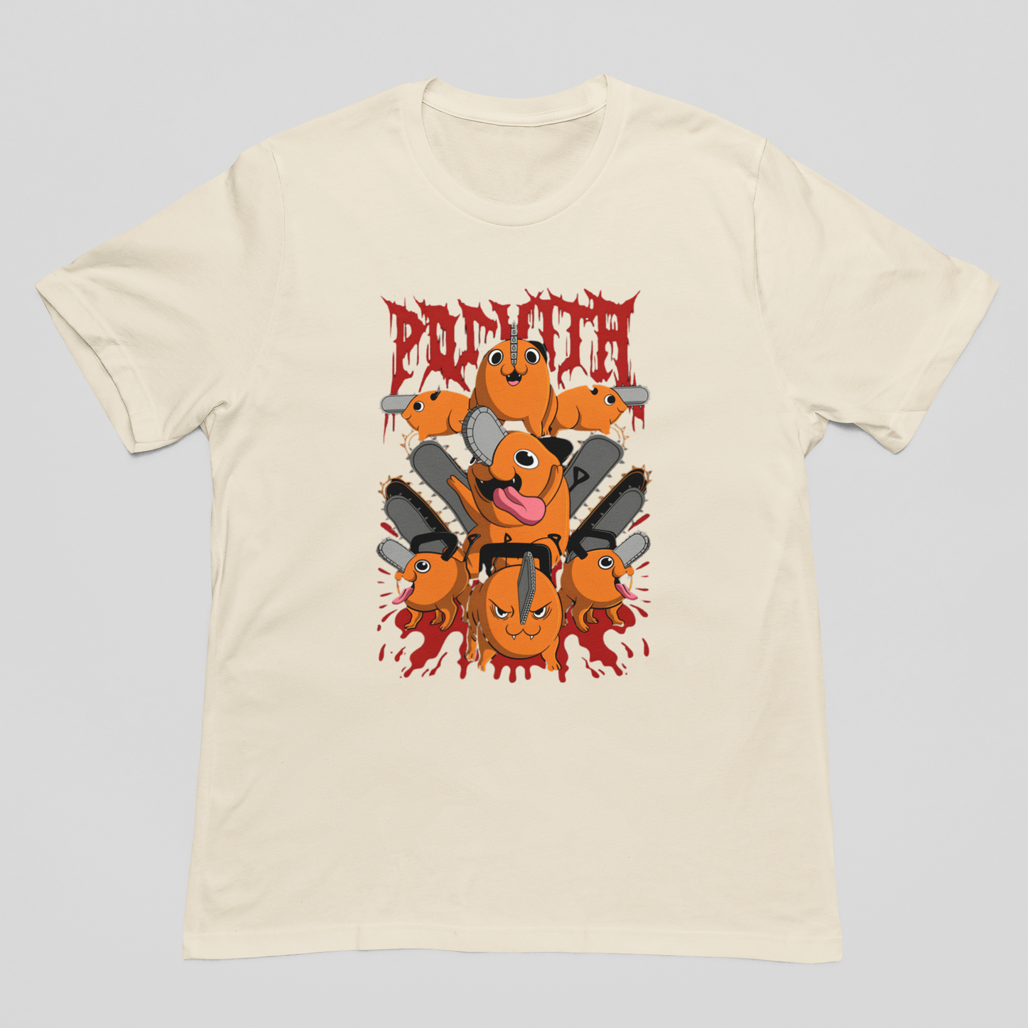Camiseta Básica Unissex Chainsaw Man Pochita Collage