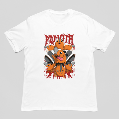Camiseta Básica Unissex Chainsaw Man Pochita Collage