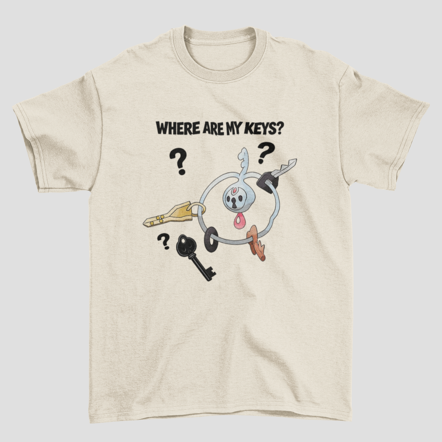 Camiseta Básica Unissex Pokemon Klefki Where Are My Keys