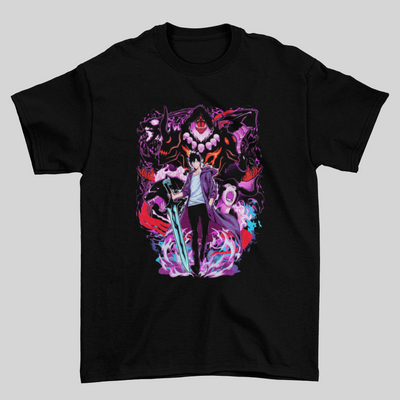 Camiseta Básica Unissex Solo Leveling Personagens