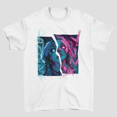Camiseta Básica Unissex Arcane Jinx and Powder Face