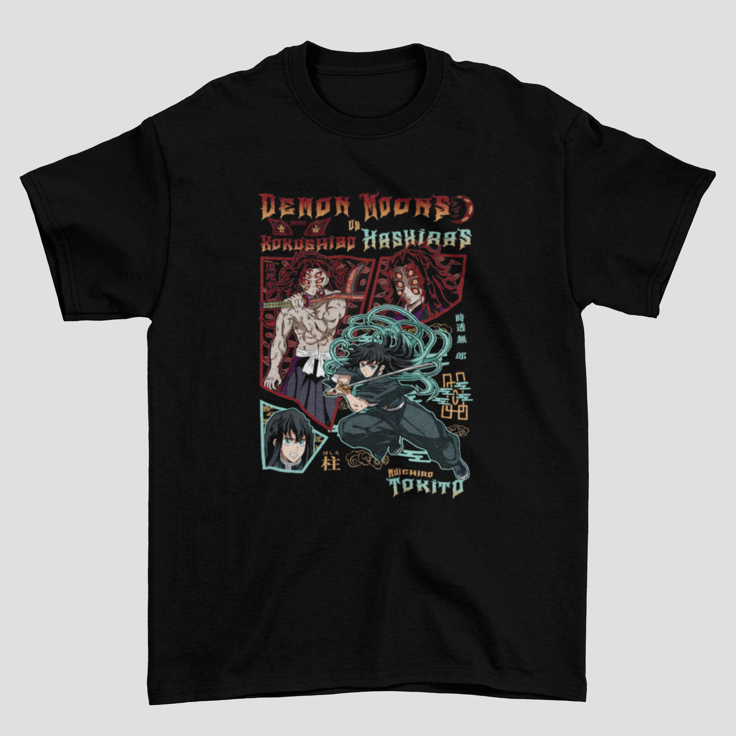 Camiseta Básica Unissex Demon Slayer Kokushibo vs Tokito