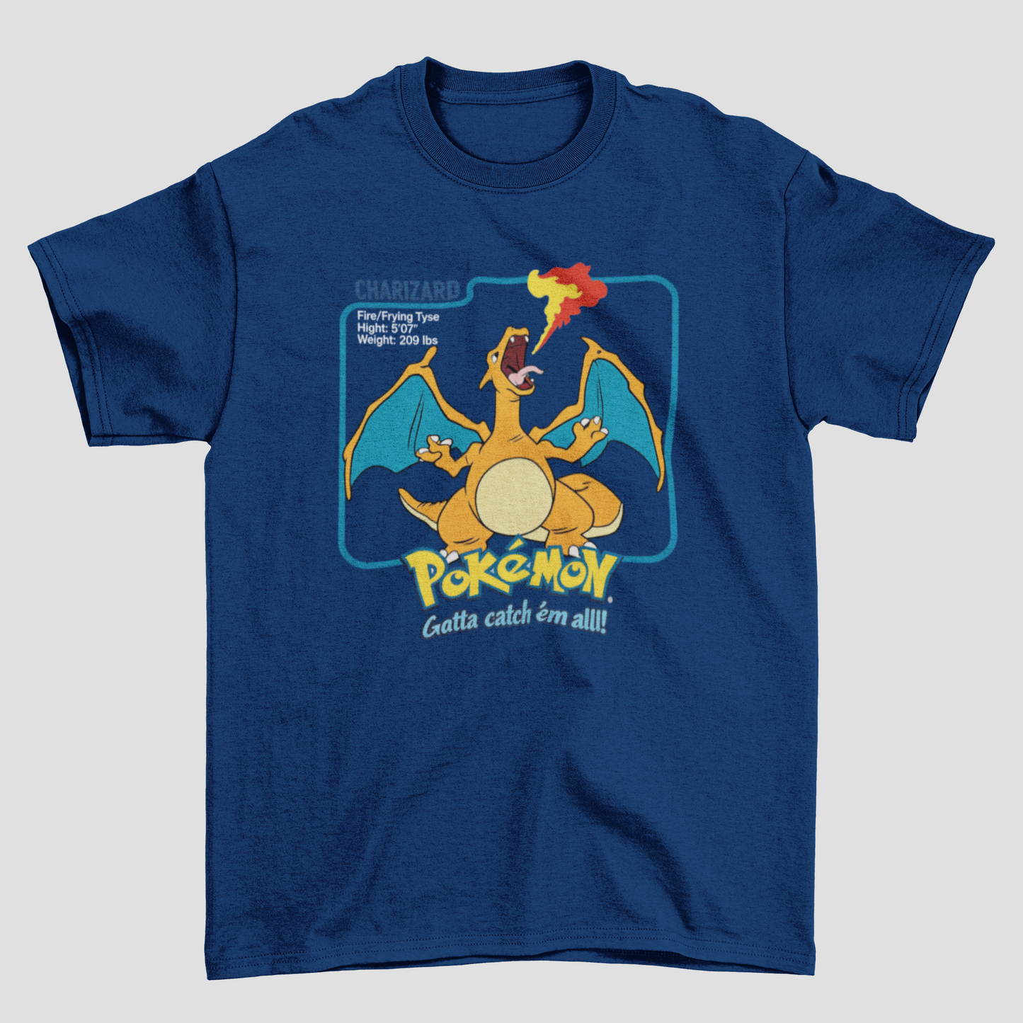 Camiseta Básica Unissex Pokemon Charizard Fire