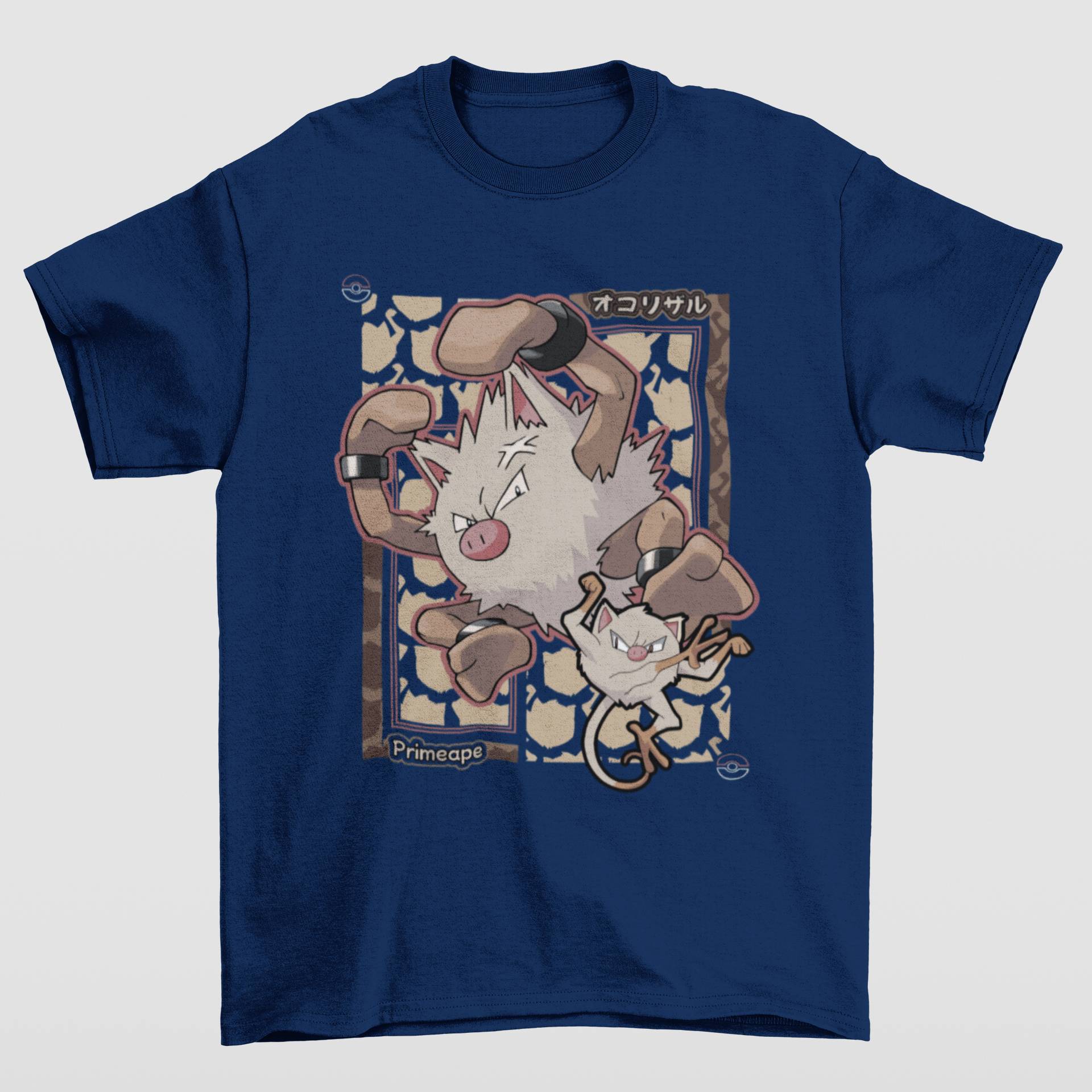 Camiseta Básica Unissex Pokemon Primeape- azul-marinho