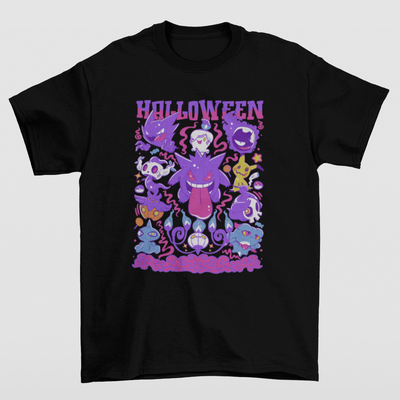 Camiseta Básica Unissex Halloween Pokemon- preto