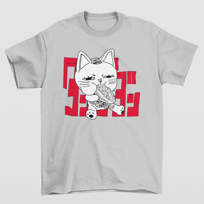 Camiseta Básica Unissex Vovó Turbo Cat- Cinza