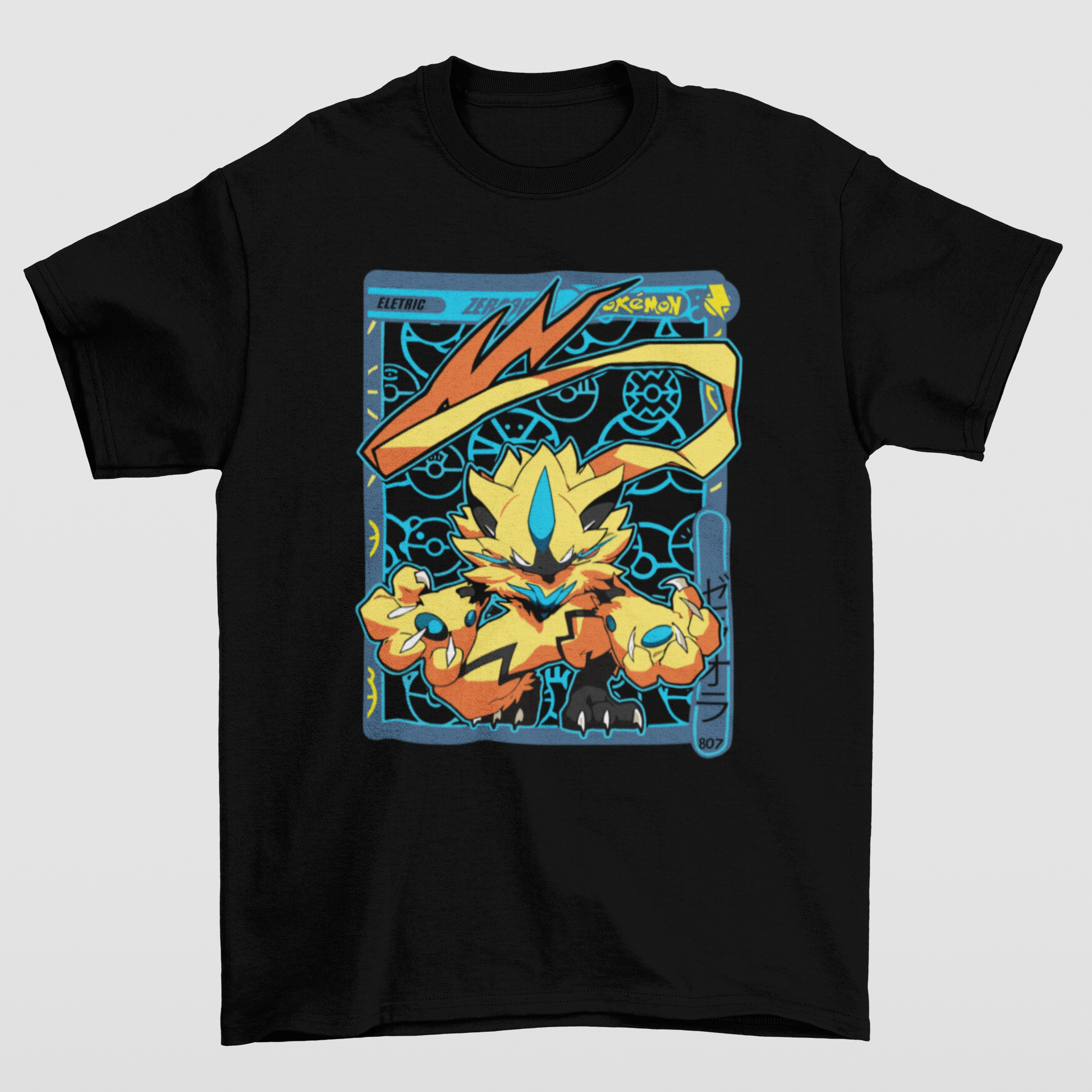 Camiseta Básica Unissex Pokemon Zeraora- PRETO