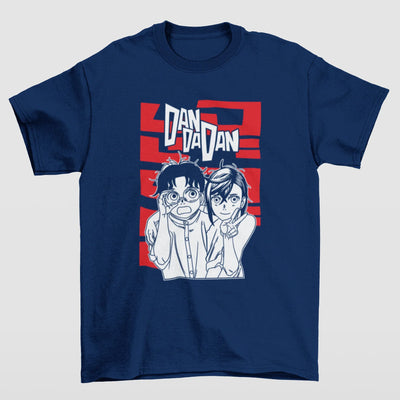 Camiseta Básica Unissex Okarun and Ayase- azul-marinho