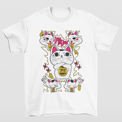 Camiseta Básica Unissex Cat Rock- branco
