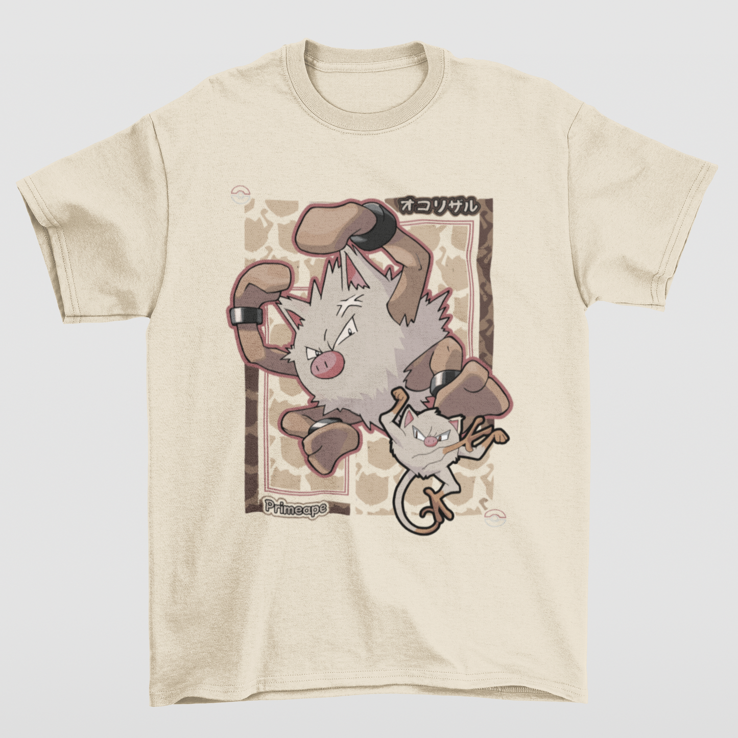 Camiseta Básica Unissex Pokemon Primeape- pérola