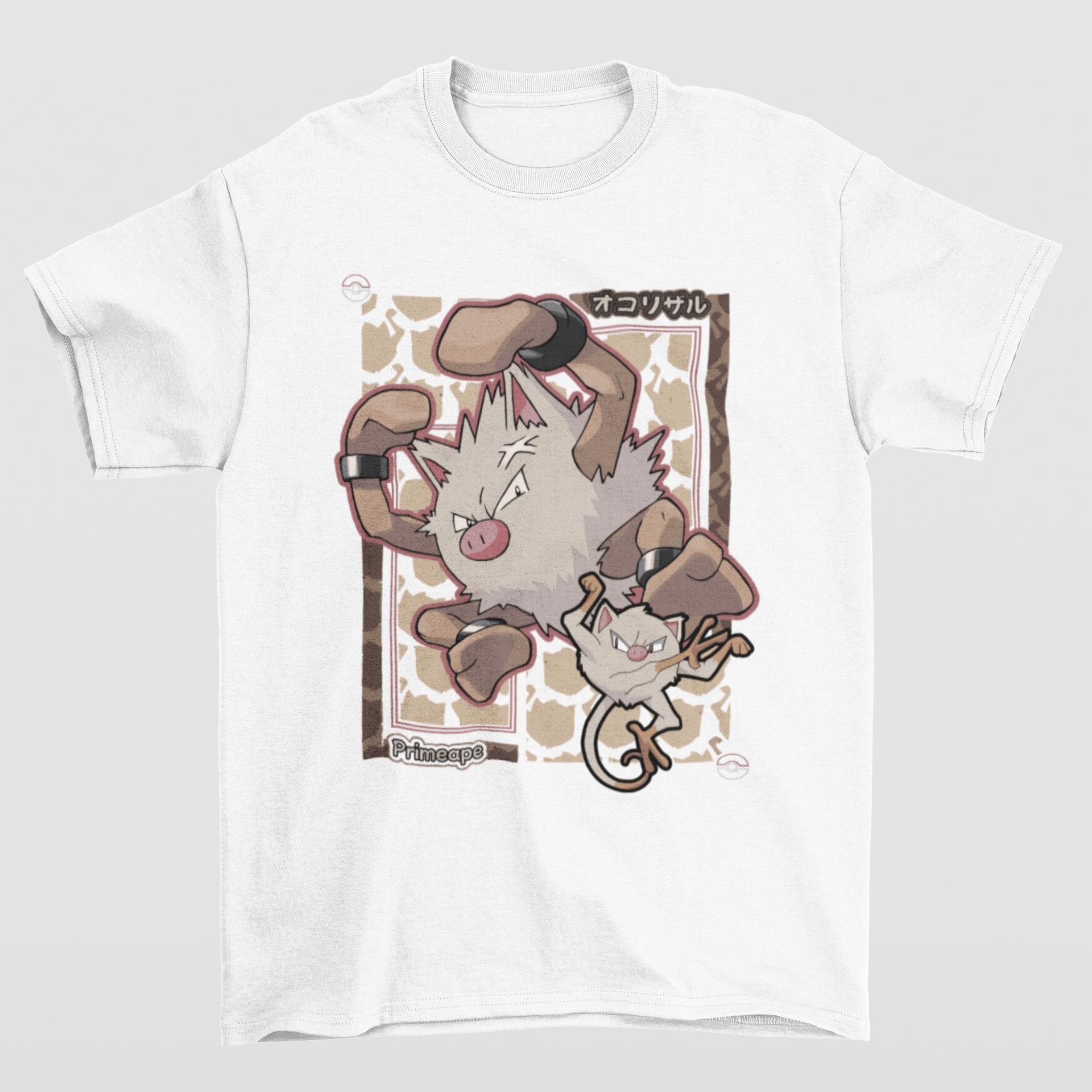 Camiseta Básica Unissex Pokemon Primeape- branco