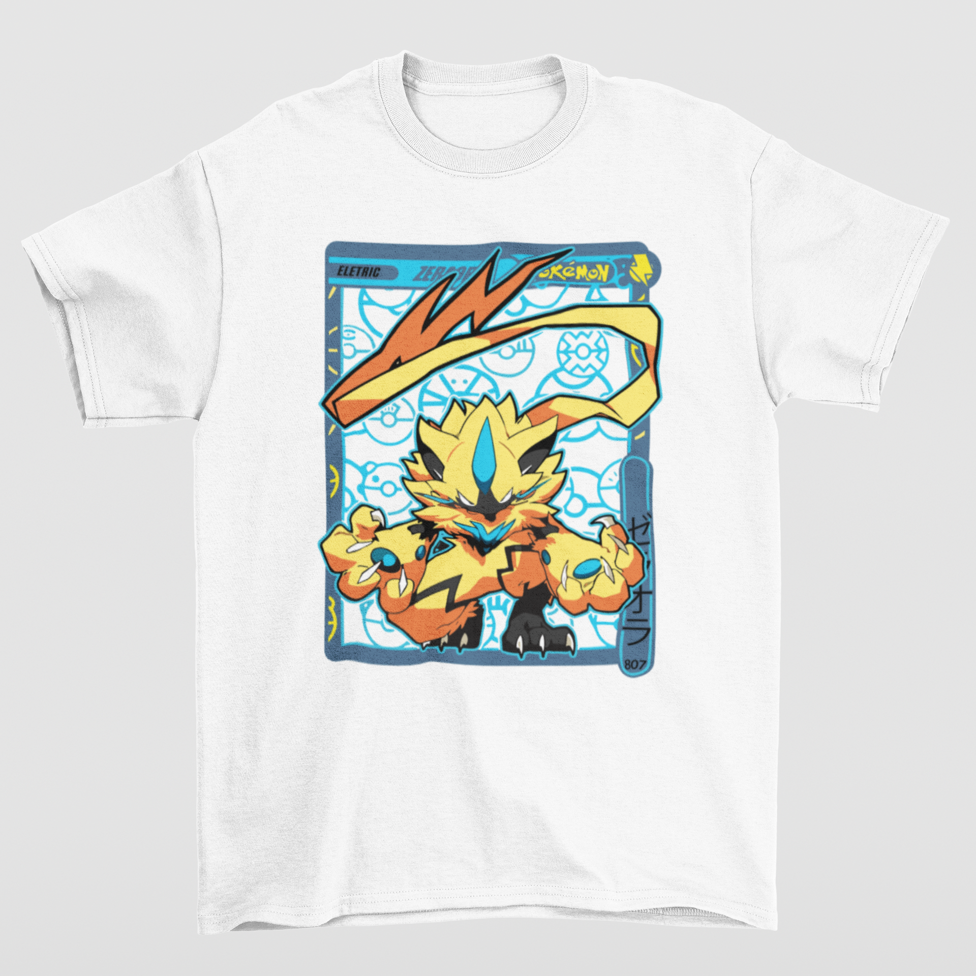 Camiseta Básica Unissex Pokemon Zeraora- BRANCO