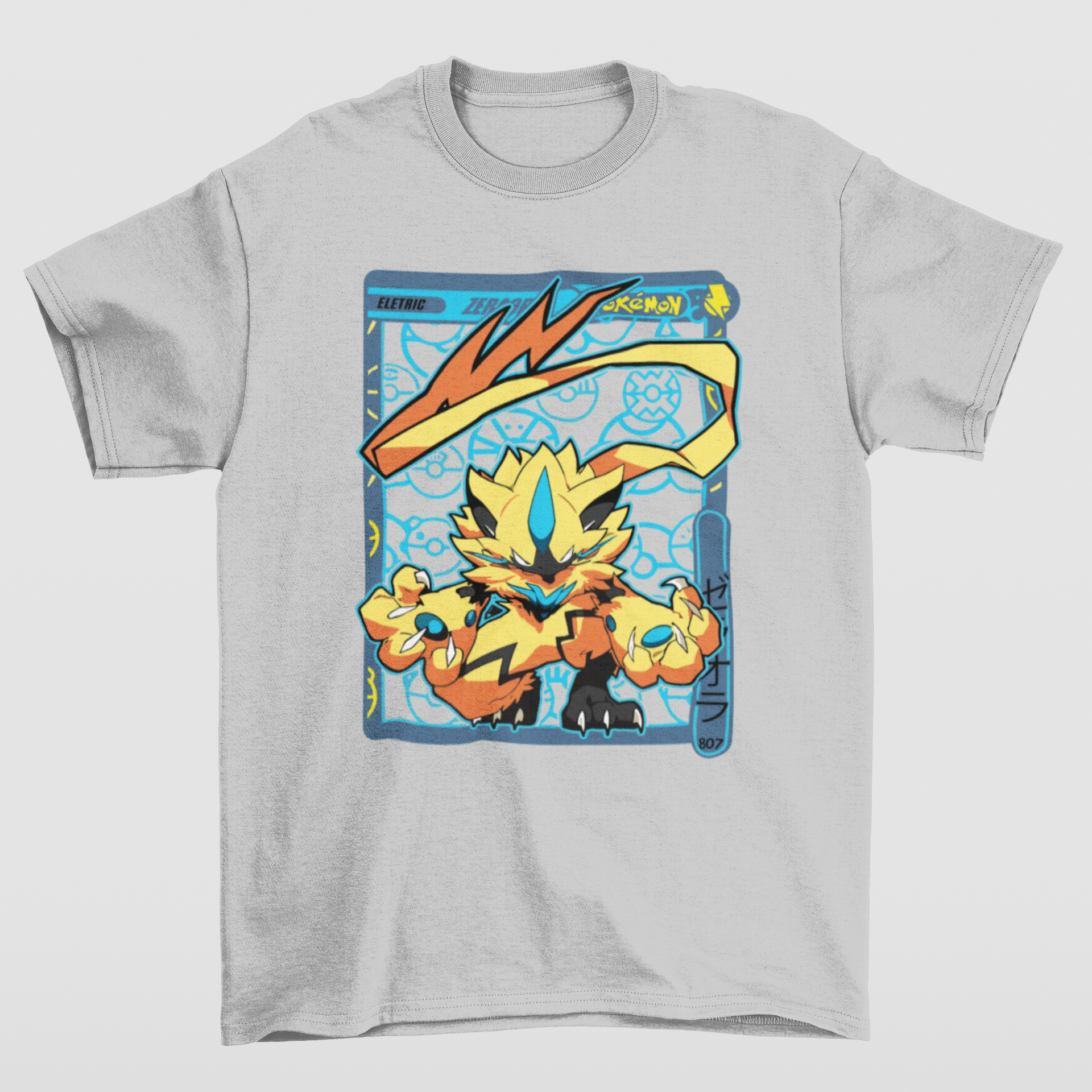 Camiseta Básica Unissex Pokemon Zeraora- CINZA