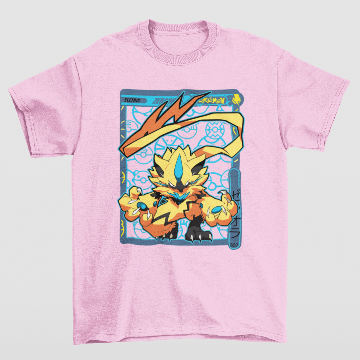 Camiseta Básica Unissex Pokemon Zeraora- ROSA BEBE